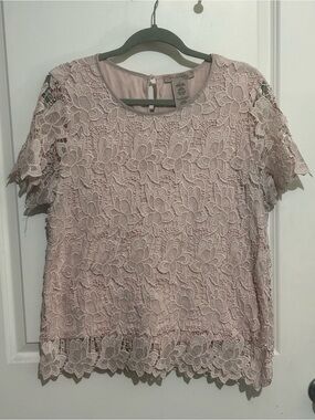 Philosophy Blush Pink Floral Lace Blouse Size L
